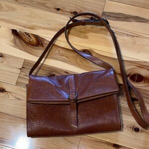 Classic Brown Leather Crossbody/Clutch Bag